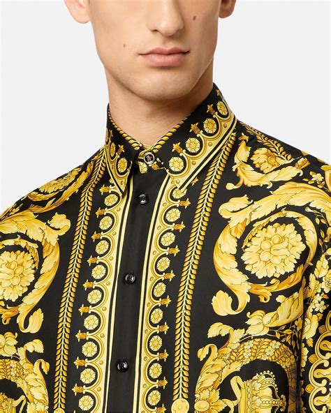 versace collection baroque print shirt|versace barocco silk shirt.